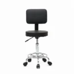 Adjustable Salon Stool with Back, 360° Swivel Round Beauty Stool, Height 19-25 Inch, Black (Shipment from Walmart)