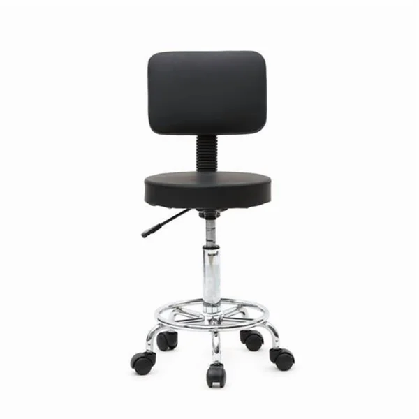 Adjustable Salon Stool with Back, 360° Swivel Round Beauty Stool, Height 19-25 Inch, Black (Shipment from Walmart)