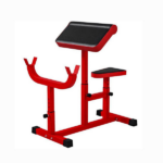 Red 265 LBS Preacher Curl Bench: Adjustable Seated Arm Isolated Barbell Dumbbell Bicep Station for Strength Training - Image 2