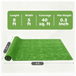 8 x 5 ft Green PP Artificial Turf Roll 0.3 " , Weather & Fade Resistant Low Grass Carpet for Pets, Kids Playground, Balcony and Commercial Use - Image 9