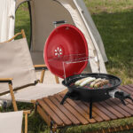Electric Countertop BBQ Grill, Portable Double Layer Indoor/Outdoor Electric Grill for Indoor & Outdoor Use, 1600W, Red - Image 4