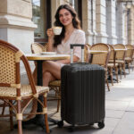 ABS Trolley Case 20in 24in 28in 3PCS Suitcase Set Vertical Striped Frosted Case Suitcase Black - Image 11