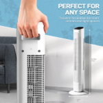 US Standard RTW-GR36 Tower Fan, 110V 45W, 36 Inch, Column Shape, White Plastic Body, Copper Motor, Touch & Remote Control, 3 Speeds, 3 Modes, Oscillating Function, 9-Hour Timer, For Home Use - Image 6