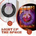 36in Pre-lit Outdoor Christmas Wreath Decoration, Lighted Metal Wreath with Purple Bow, Remote Control LED Lights with Timer, for Front Door Gate Wall Indoor Outdoor Holiday Party - Image 5