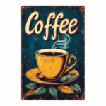 CIFbuy Vintage | Vintage Cup Metal Sign 1pc 2D Flat Tin Art Poster 8X12 Inch Retro Waterproof Rustproof Hanging Plaque Decor For Bathro TikTok, TikTok, thro Self-pickup Logiopics