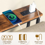 Same Code 75403889 39.4" Narrow Console Sofa Table with Power Outlets and USB Ports, Skinny Couch Table with Metal Frame and Charge Station with 4.9ft Extension Cord, Rustic Brown - Image 11