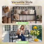 49in PVC Tulip Backrest Iron Bench Black - Image 15