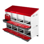 Chicken Nesting Box, 8 Compartment Roll Away Nesting Box for Laying Eggs, Wall Mount Chicken Nesting Boxes, Easy Egg Collection, Cleanable Pull Out Hen Roosting Boxes, 8 Holes, Red - Image 3