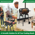 Charcoal Grills Outdoor BBQ Grill, Barrel Charcoal Grill with Side Table and Wheels, for Outdoor Backyard Camping Picnics Patio and Parties - Image 17
