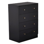 25.98”*15.75"*35.83"(L*W*D) 4-Tier 5-Drawer Cabinet Drawer Dresser with Gold Handles Black - Image 2