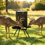 14 Gallon Gravity Deer Feeder 50-90 LBS Capacity Galvanized Coated Steel Wildlife Game Feeder with 4 Feeding Trays Lockable Lid Ground Pegs for Hunting Ranch Backyard Black - Image 6