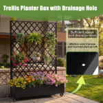 Metal Raised Garden Bed with Wheels and Trellis,73"x47"x16" Planter Box for Climbing Plants, Vegetables & Vines, Features Privacy Screen and Drainage Holes - Image 3