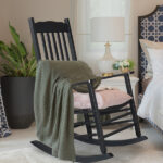 68.5*86*115CM Square Wooden Rocking Chair Wavy Backboard Black - Image 11