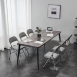 Same Code 31709558 6pcs Elegant Foldable Iron & PVC Chairs for Convention & Exhibition Gray - Image 58