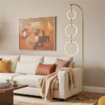 3-Circle LED Floor Lamp, Gold Standing Lamp with Adjustable Brightness & 3 Color Temperatures - Image 2