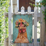 CIFbuy Vintage Floral Metal Tin Sign 12x8 Inch Smiling Chicken Wall Art Rust Proof Teal Background 2D Flat Decor TikTok, TikTok, r Self-pickup Logiopics - Image 6