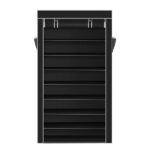 10 Tiers Shoe Rack with Dustproof Cover Closet Shoe Storage Cabinet Organizer Black - Image 2