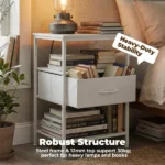 Bedside Table Charging Station Nightstand with USB/C Ports, Adjustable Drawers, 3-Tier Storage Shelf (Shipment from Walmart) - Image 3