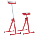 2-Pack Heavy Duty Metal Folding Roller Stand with Edge Guides Portable Woodworking Support - Red - Image 4