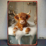 CIFbuy Vintage Highland Cow In Bathtub Metal Wall Art" Rustic Farmhouse Tin Sign, Weatherproof UV Resistant 2D Flat Unframed Decor Wall ArikTok, Wall ArikTok, t Self-pickup Logiopics - Image 7