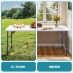 6FT Foldable Table, White Rectangular Portable Table with Carry Handle for Indoor Outdoor Picnic Party Camping(Shipment from Walmart) - Image 5