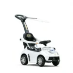 3-in-1 Kids Push Sliding Car with Music & Horn, White Toddler Ride-On with Removable Handle & Canopy - Image 2