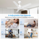 44 inch Ceiling Fans with Lights, Large Air Volume Ceiling Fans with Reversible Quiet DC Motor and Remote, 5D-W5[Unable ship on weekends, TK/TEMU only for pickup, only TX10643 warehouse supports GOFO] - Image 4