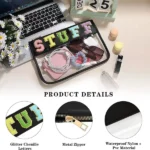 Cute and shiny Shenier patch transparent makeup bag, portable waterproof PVC makeup storage bag - Image 2
