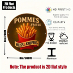 CIFbuy Vintage Pommes Frites Aluminum Sign 8x8 Inch Round French Kitchen Decor, Retro Cafe Bar Restaurant Wall Art, 2D Flat Metal Plaqu TikTok, TikTok, cor, Self-pickup Logiopics - Image 3