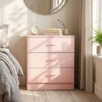 3-Drawer Chest with Faux Rose Gold Handles Drawer Dresser 22.05*12.99*25.98in Pink - Image 12
