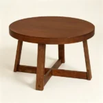 30 Inch Round Farmhouse Coffee Table with Pine Wood Legs, 2.6" Thick Tabletop Stable X-Base Accent Table Holds 220LBS for Living Room Bedroom - Image 2