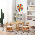 Children's Wooden Table And Chair Set With Two Storage Bags (One Table And Two Chairs) - Image 29