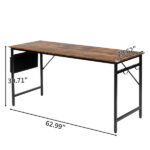 Rotten wood color SG016FD P2 particleboard + iron pipe 160cm cut-off computer desk with non-woven fabric storage - Image 3