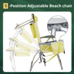 63*70*99cm Heightened Oxford Cloth Silver White Aluminum Tube Bearing 100kg Beach Chair Yellow - Image 15