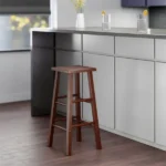 Square Seat Bar Stool, Walnut Finish (Shipment from Walmart) - Image 4