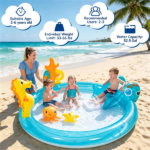 Kids Inflatable Marine Life Spray Pool with Slide & Ring‑Toss Game, PVC Outdoor Water Play Center for Backyard Lawn, Suitable for Ages 2‑6 - Image 7