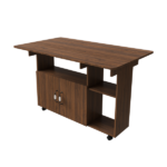 Multi-Functional Folding Table with Storage Shelves and Wheels, 47 Inch Foldable Dining Table for Small Spaces, Compact Desk for Kitchen, Dorm, Office (Walnut) - Image 7