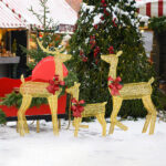 3-Piece Lighted Christmas Reindeer Family Set Outdoor Decorations, Weather Proof 2D Deer Family Set of 3 Christmas Ornament Home Decor Pre-lit 200 LED Warm White Lights with Stakes, Golden - Image 16