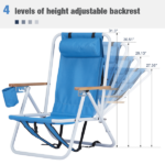 Same Code 99460325 4-Position Adjustable Folding Beach Chair, Steel Tube Frame Oxford Fabric Lounge Chair, 7.9" Seat Height, 17.7" W x 17.3" D, 120KG Heavy Duty Capacity, Portable Outdoor Patio Camping Chair, Blue - Image 15