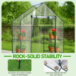 Mini Walk-in Greenhouse with PVC Cover, 4-Shelf Indoor Outdoor Plant Gardening Green House for Garden Backyard, 56" x 29" x 77", Transparent - Image 16