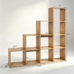 Natural Stepped 10-Cube Open Bookshelf 4-Tier Engineered Wood Storage Display Rack with Anti-Tipping Kits, Freestanding Book Organizer for Living Room Bedroom Hallway Office - Image 4