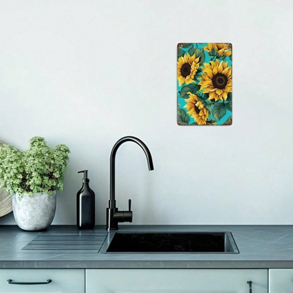 CIFbuy Vintage Watercolor Sunflowers Metal Sign, Decor, Unframed 2D Flat Iron Poster, Poster, 8x12in Leaves Home Hanging A ikTok, ikTok, at Iron Poster Self-rmckup Logiopg Amed 2D