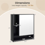 2 in 1 Mirrored Bathroom Wall Cabinet, Space-Saving Medicine Cabinet with Hidden Storage & Shelves - Black - Image 4