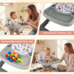Grey Foldable Baby Walker with Detachable Tray & Shape Sorter Toys, 3-Level Height Adjustable for 6-12 Months - Image 9