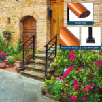 Replace 80617397 Handrails for Outdoor Steps, Wrought Iron Solid Wood Hand Railing for Concrete Steps, Porch Steps, Wooden Steps, Fits 1 to 3 Steps - Image 3