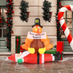 Replace 57412109 4.9 FT Lighted Christmas Inflatable Decoration, Inflatable Turkey Sitting on Santa Claus, Funny Blow Up Yard Decorations with Built-in LED Lights for Holiday Party Front Yard Lawn Garden Decor - Image 14