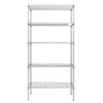 XM-304B Rectangle Carbon Steel Metal Assembly 5-Shelf Storage Rack Silver Gray - Image 22