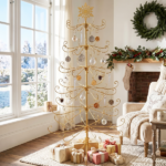 6ft Gold Iron Christmas Tree with Snowflake Top, PVC Everyday Decor Tree (No Accessories Included) - Image 7