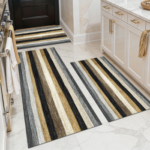 Three-piece kitchen rug set, non-slip and washable, abstract pattern kitchen hallway rug, soft and comfortable, suitable for sinks, floors, entrances, hallways and bathrooms. - Image 15