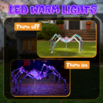 Replace 43966577 3FT Halloween Decorations Light Up Spider, Outdoor Halloween Decor Lighted Iridescent Spider, Weather Proof Pre-lit Spider with 340 LED Lights, for Front Yard Porch Gardens Lawns Party - Image 5